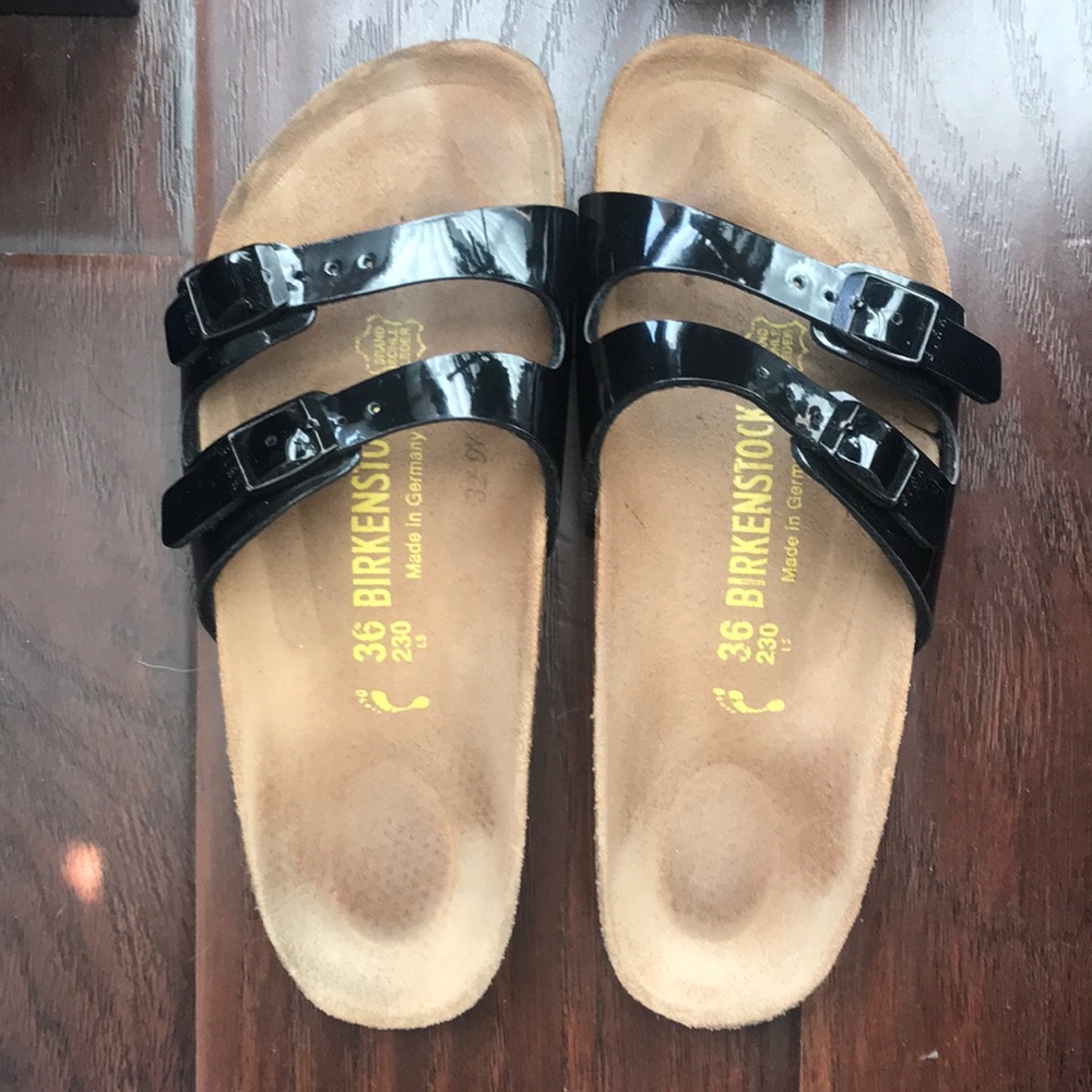 Birkenstock Ibiza Two Strap Patent Leather Sandals